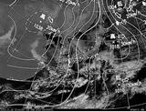 ひまわり7号可視画像・天気図合成 2014年1月18日12時JST