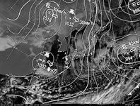 ひまわり7号可視画像・天気図合成 2014年1月19日12時JST