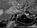ひまわり7号可視画像・天気図合成 2014年2月1日12時JST