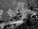 ひまわり7号可視画像・天気図合成 2014年2月2日12時JST