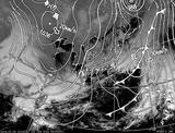 ひまわり7号可視画像・天気図合成 2014年2月4日12時JST