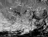 ひまわり7号可視画像・天気図合成 2014年2月10日12時JST