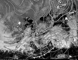 ひまわり7号可視画像・天気図合成 2014年2月11日12時JST