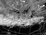 ひまわり7号可視画像・天気図合成 2014年2月18日12時JST