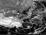 ひまわり7号可視画像・天気図合成 2014年3月8日12時30分JST