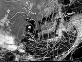 ひまわり7号可視画像・天気図合成 2014年3月10日12時JST