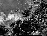 ひまわり7号可視画像・天気図合成 2014年3月25日12時JST