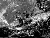 ひまわり7号可視画像・天気図合成 2014年3月27日12時JST