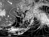 ひまわり7号可視画像・天気図合成 2014年4月4日12時JST