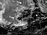 ひまわり7号可視画像・天気図合成 2014年4月9日12時JST