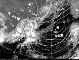ひまわり7号可視画像・天気図合成 2014年4月27日12時JST