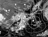 ひまわり7号可視画像・天気図合成 2014年4月28日12時JST