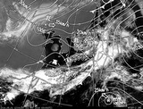 ひまわり7号可視画像・天気図合成 2014年5月1日12時JST