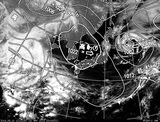 ひまわり7号可視画像・天気図合成 2014年5月10日12時JST