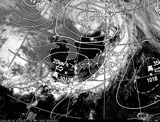 ひまわり7号可視画像・天気図合成 2014年5月13日12時JST