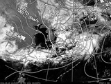ひまわり7号可視画像・天気図合成 2014年5月15日12時JST