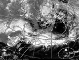 ひまわり7号可視画像・天気図合成 2014年6月16日12時JST