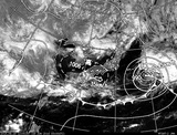 ひまわり7号可視画像・天気図合成 2014年6月19日12時JST