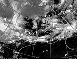ひまわり7号可視画像・天気図合成 2014年6月29日12時JST