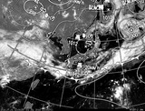 ひまわり7号可視画像・天気図合成 2014年7月1日12時JST