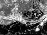 ひまわり7号可視画像・天気図合成 2014年7月2日12時JST