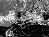 ひまわり7号可視画像・天気図合成 2014年7月4日12時JST