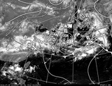 ひまわり7号可視画像・天気図合成 2014年7月5日12時JST
