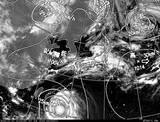 ひまわり7号可視画像・天気図合成 2014年7月7日12時JST
