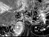 ひまわり7号可視画像・天気図合成 2014年7月8日12時JST