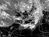 ひまわり7号可視画像・天気図合成 2014年7月11日12時JST