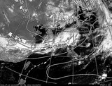 ひまわり7号可視画像・天気図合成 2014年7月13日12時JST