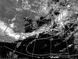 ひまわり7号可視画像・天気図合成 2014年7月14日12時JST