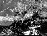 ひまわり7号可視画像・天気図合成 2014年7月16日12時JST