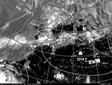 ひまわり7号可視画像・天気図合成 2014年7月17日12時JST