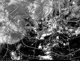 ひまわり7号可視画像・天気図合成 2014年7月19日12時JST