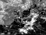 ひまわり7号可視画像・天気図合成 2014年7月20日12時JST