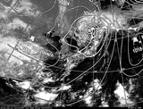ひまわり7号可視画像・天気図合成 2014年8月11日12時JST