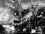 ひまわり7号可視画像・天気図合成 2014年8月12日12時JST