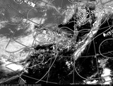 ひまわり7号可視画像・天気図合成 2014年8月13日12時JST