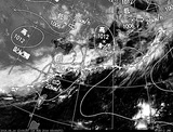 ひまわり7号可視画像・天気図合成 2014年8月14日12時JST