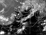 ひまわり7号可視画像・天気図合成 2014年9月5日12時JST