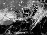 ひまわり7号可視画像・天気図合成 2014年9月18日12時JST