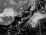 ひまわり7号可視画像・天気図合成 2014年9月28日12時JST