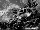 ひまわり7号可視画像・天気図合成 2014年10月1日12時JST