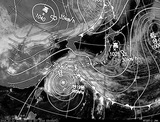 ひまわり7号可視画像・天気図合成 2014年10月12日12時JST