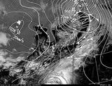 ひまわり7号可視画像・天気図合成 2014年11月2日12時JST