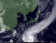 ひまわり7号可視画像・天気図合成 2014年11月4日12時JST