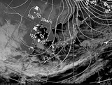 ひまわり7号可視画像・天気図合成 2014年12月26日12時JST