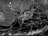 ひまわり7号可視画像・天気図合成 2014年12月31日12時JST