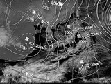 ひまわり7号可視画像・天気図合成 2015年1月19日12時JST